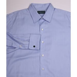 Martin Greenfield Custom Tailored Light Blue Twill FC Dress Shirt (42) 16.5-34